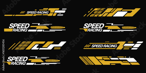 Vector illustration of sports stripes, speed lines, racing tuning strips, and car decal sticker set