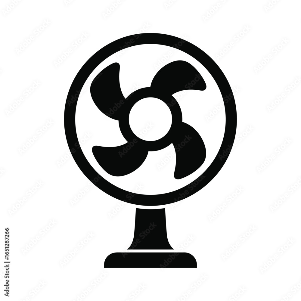 Obraz premium Black electric fan icon appliance cooling