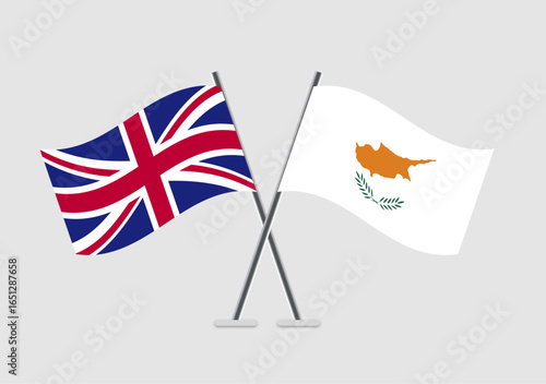 United Kingdom and Cyprus vector flags with smooth edges and light tones