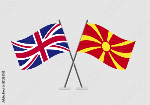 United Kingdom and Macedonia vector flags in mutual respect layout