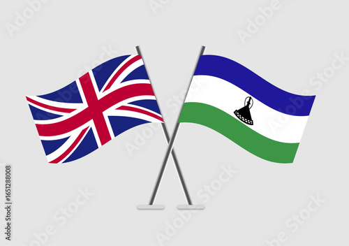 United Kingdom and Lesotho vector flags used for international decor