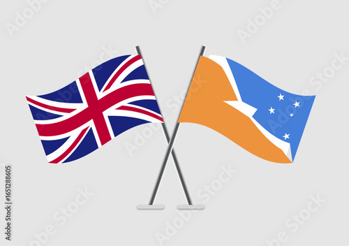 United Kingdom and Tierra del Fuego Province - Argentina vector flags in national vector frame