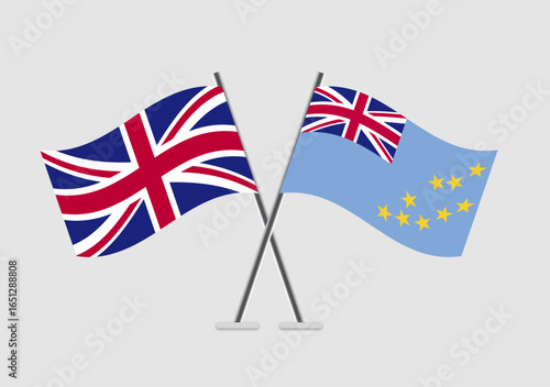United Kingdom and Tuvalu vector flags artwork with calm symbolism