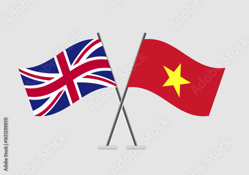 United Kingdom and Vietnam vector flags illustration with diplomacy theme