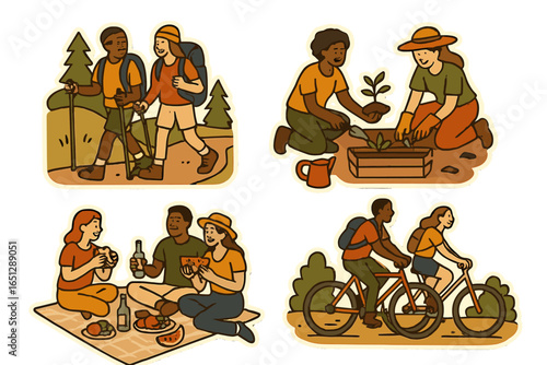 Outdoor activities with friends featuring hiking and gardening