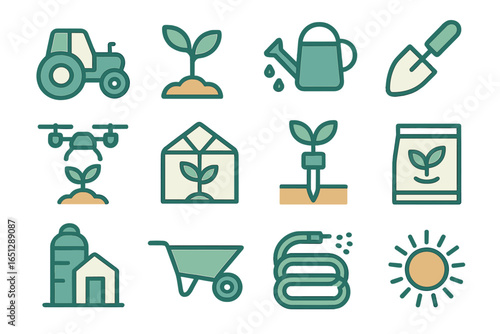 Vector art of agricultural tools and gardening equipment