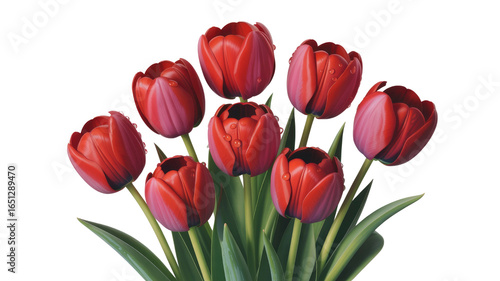 Wallpaper Mural Vibrant Red Tulips Bouquet - Spring Flowers, Isolated on Transparent Background Torontodigital.ca