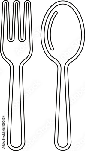 Illustration of a fork and spoon, common eating utensils.