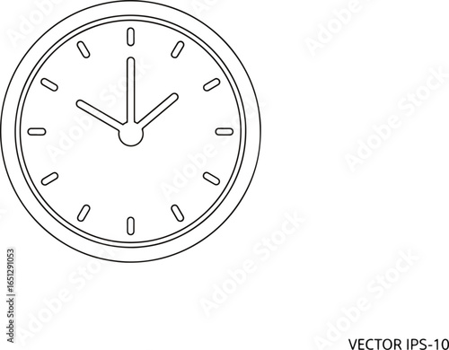 Clock face with hands indicating time, simple vector illustration.