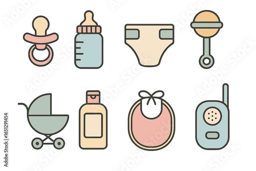 Essential baby items vector illustration for new parents