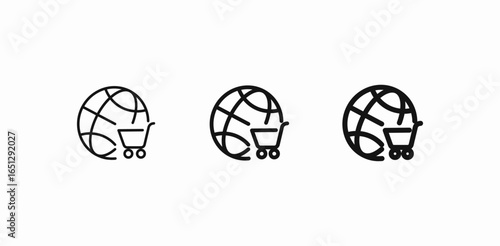 global shopping cart icon sign vector