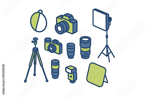 Collection of photography equipment and accessories for creators