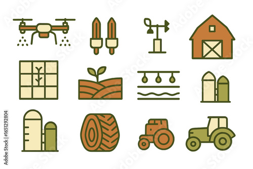 Vector art of modern farming tools and equipment