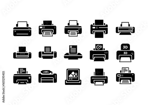 Collection of Printer Icons and Symbols