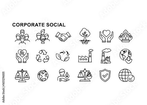 Corporate Social Responsibility Icons Set