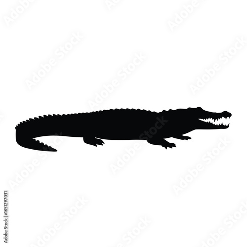 Black crocodile silhouette open mouth sharp teeth reptile