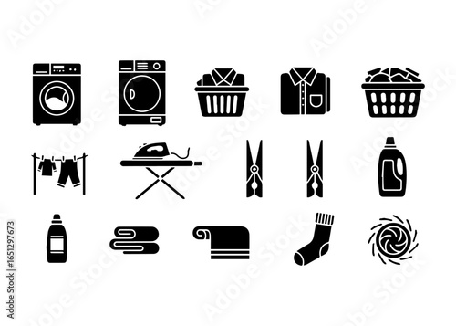 Laundry and Cleaning Icons Collection