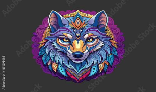 Tribal wild wolf head vector illustration