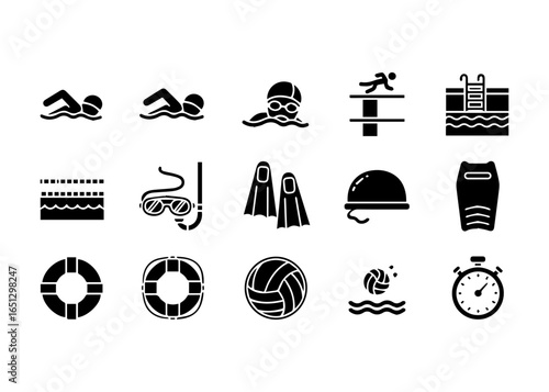 Swimming and Water Sports Icon Set