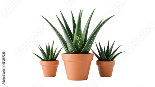 Wallpaper Mural Three Aloe Vera Plants in Terracotta Pots - Succulent Trio Torontodigital.ca