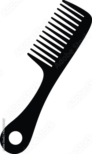 Black comb silhouette hair care grooming personal hygiene eps flat design isolated.