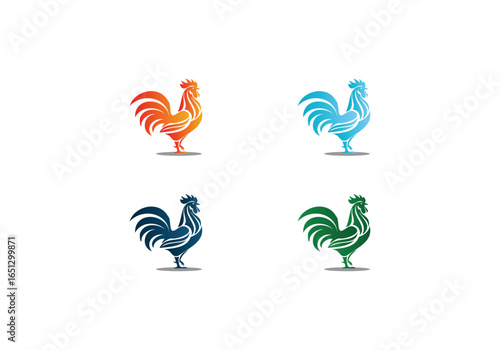 Rooster logo gradient color , Rooster icon Bandel vector design