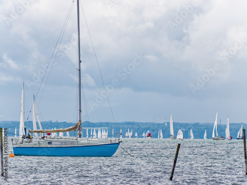 Sailboats on Lake Starnberg in Bavaria.
