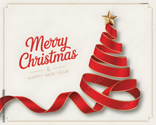 christmas tree with red ribbon