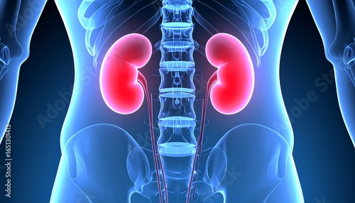 Human kidneys highlighted