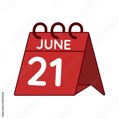 june 21 desk calendar vector on white background
Vector red calendar flat icon