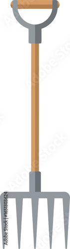 A sturdy garden pitchfork with a wooden handle and four sharp tines isolated on a clean white background for easy use
