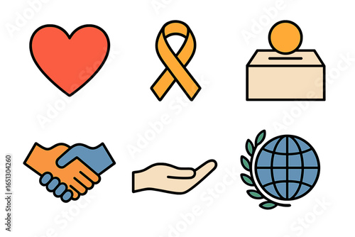 Symbols of compassion and civic duty in vector illustration format