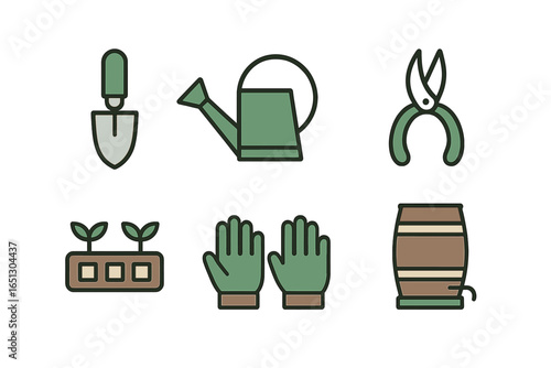 Gardening tools and equipment illustration for planting and nurturing
