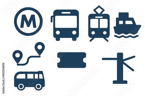 Urban transportation icons for different travel modes