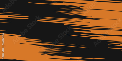 Orange and black brush car wrap sticker design with abstract sporty lines, modern grunge pattern, racing theme, and motorsport vector banner for vehicle graphics