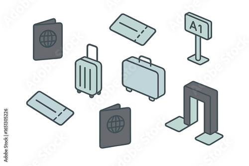 Vector art of travel essentials for a smooth airport trip