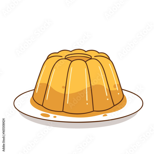 Orange jelly dessert on a white plate food sweet