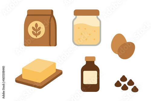 Ingredients for baking cookies in a vector style illustration