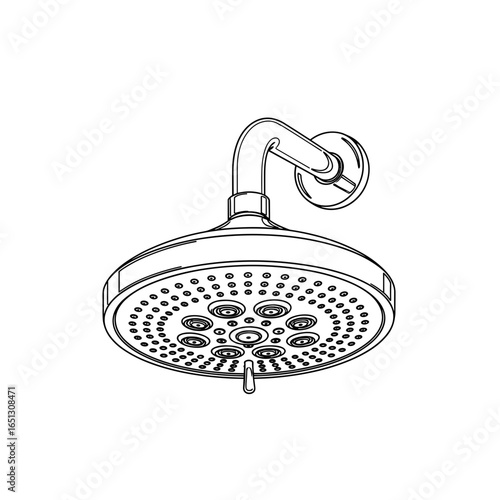 Showerhead design in minimalist outline style with circular features  Personal Hygiene Icons icon Minimal Style