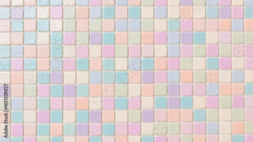 パステルカラーの可愛くお洒落なタイルパターン-テクスチャ背景