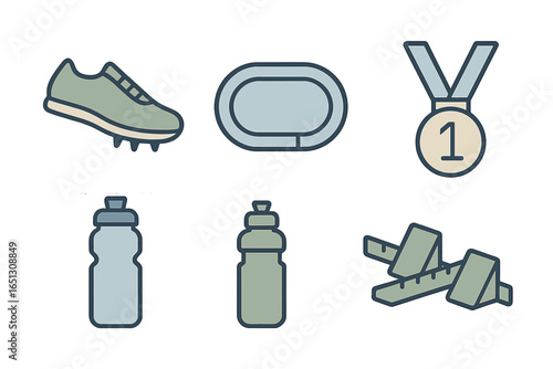Vector illustration of sport equipment and accessories for athletes
