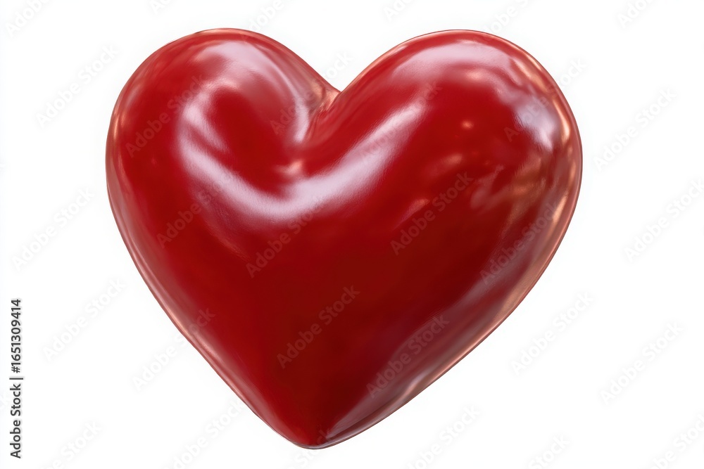 Fototapeta premium Shiny red heart shape isolated on white background