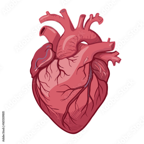 Realistic anatomical human heart with visible arteries and veins anatomy medical