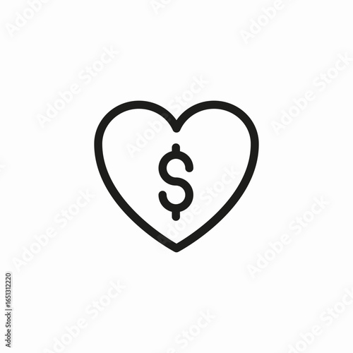 heart with dollar icon sign vector