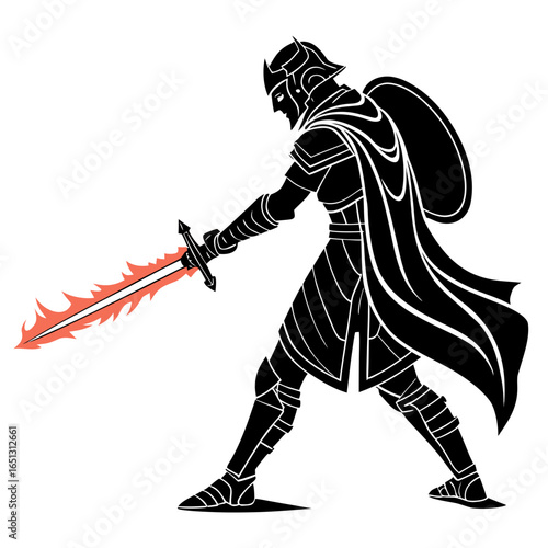 vector illustration of a warrior with sword