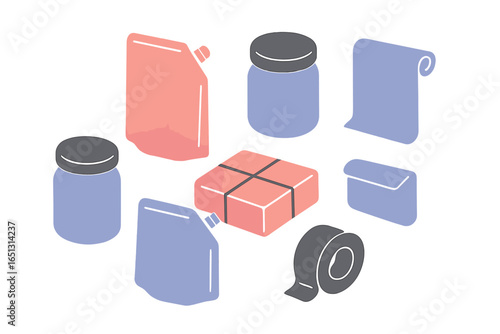 Vector illustration of packing materials on a clean background