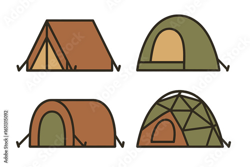 Various tent designs for outdoor camping and adventure activities