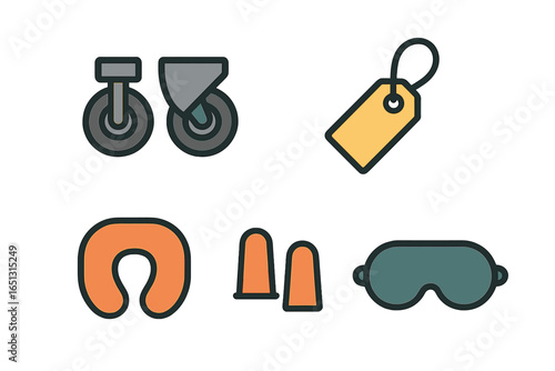 Vector illustration of travel accessories for comfort and convenience