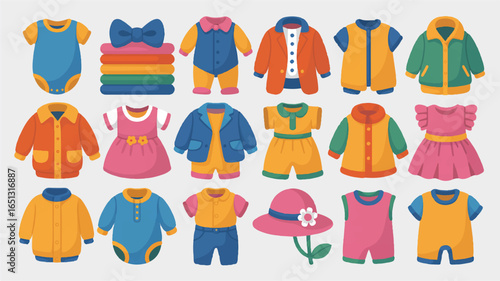 Colorful Collection of Baby and Childrens Clothing Outfits kids apparel