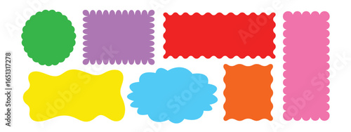 Set of colorful wavy organic rectangles and squares. Hand drawn vector geometrical shapes vector on white background